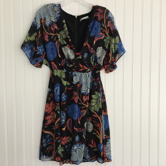 Alice + Olivia black floral print dress SIZE 2 - Picture 2 of 9